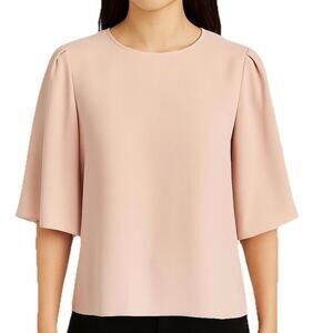 Aritzia Wilfred Womens Small Pink Cambrai Blouse Cropped Top Bell Sleeve